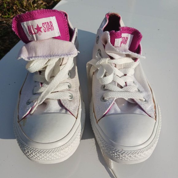 Converse Size 6 White Pink Kid's Sneaker Shoes - Picture 3 of 10